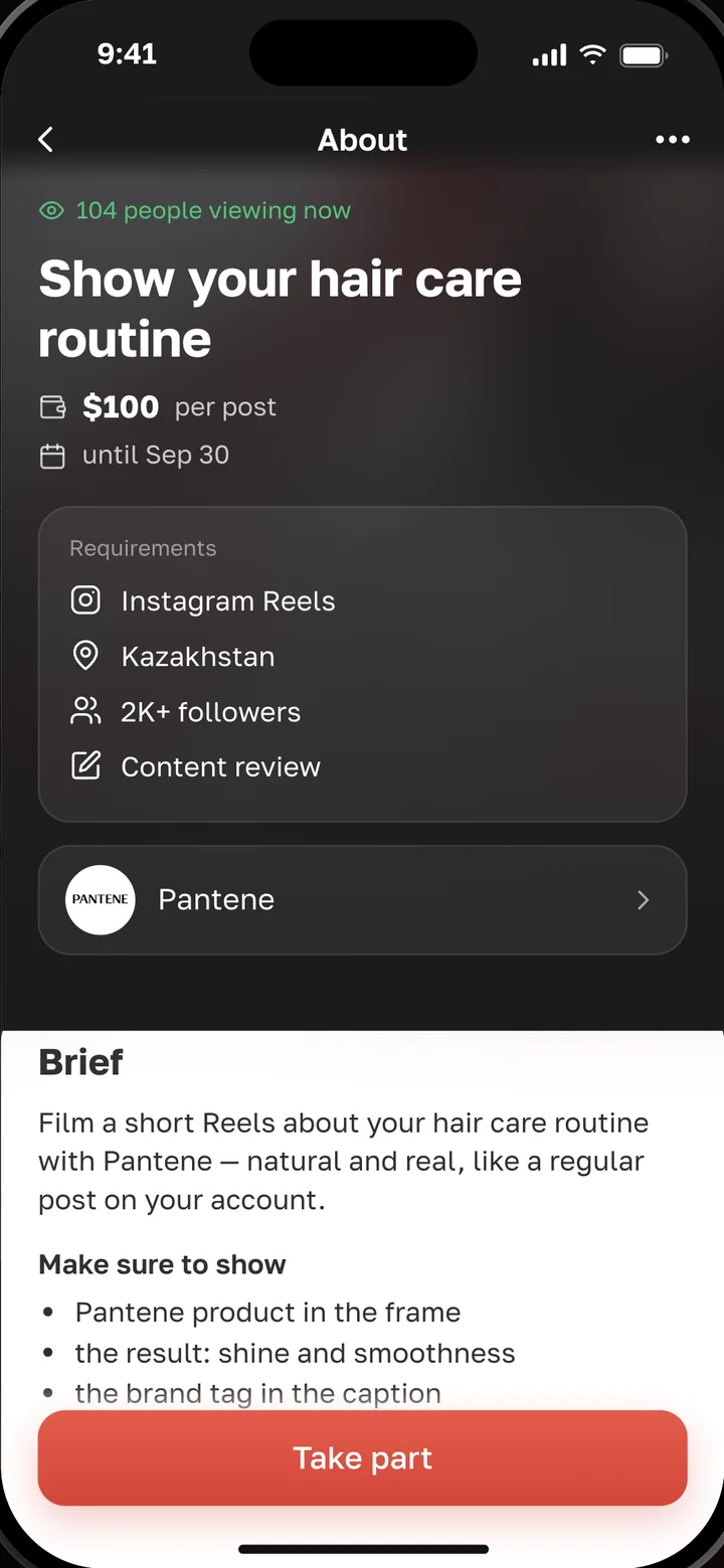 A brand posts a project